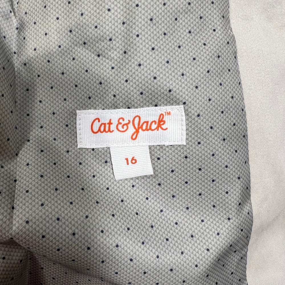 Cat & Jack Boys Khaki Suit Jacket Blazer Size 16 Beige Two-Button Formal Wedding - Picture 4 of 6